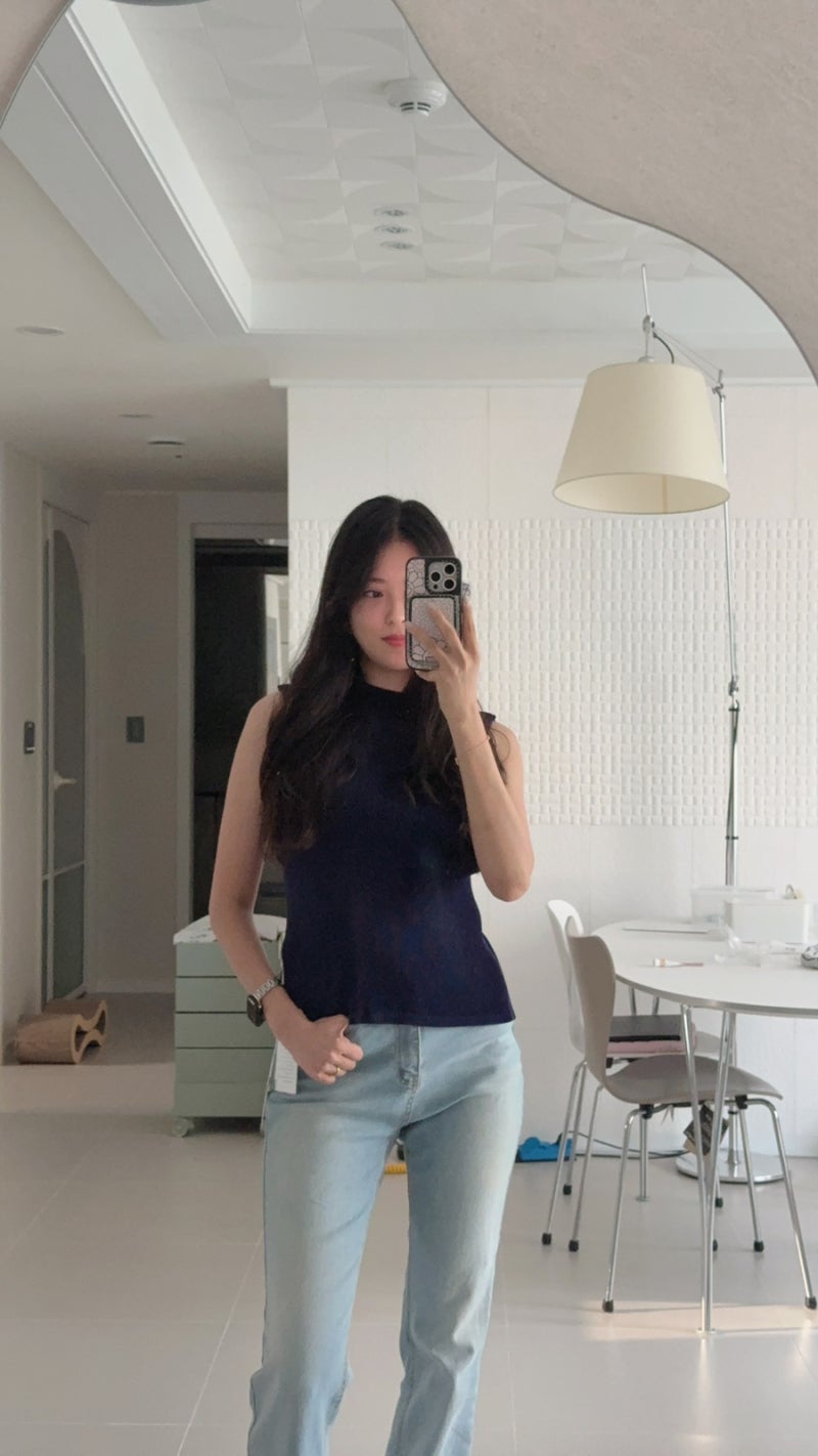 플리츠플리즈 9월 미스트 탑 네이비 | mist september top navy