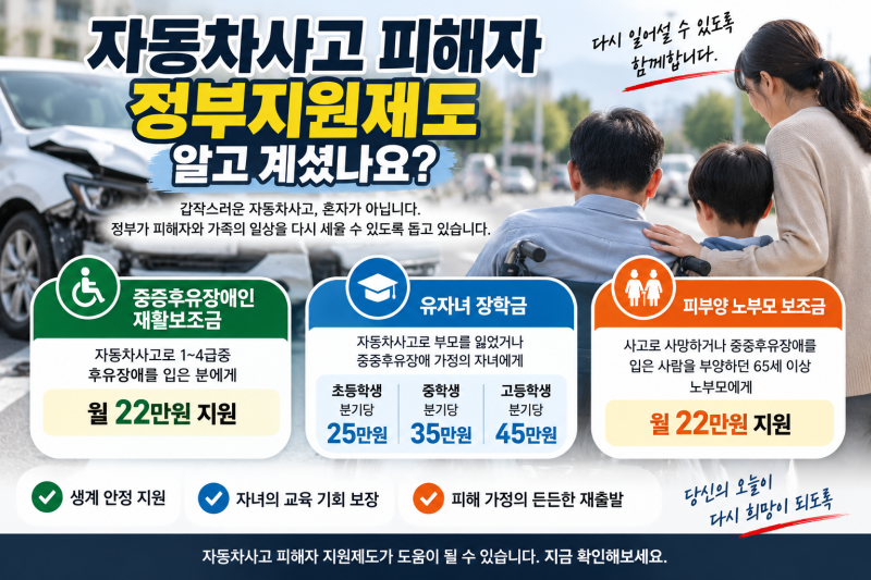 자동차 사고 나면 정부지원금도 받을 수 있다? 자동차사고 피해자 지원제도 총정리