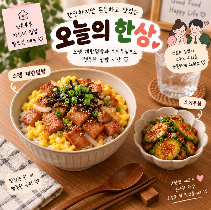 스팸 계란덮밥 레시피 + 오이무침｜15분 완성 신혼부부 가성비 집밥