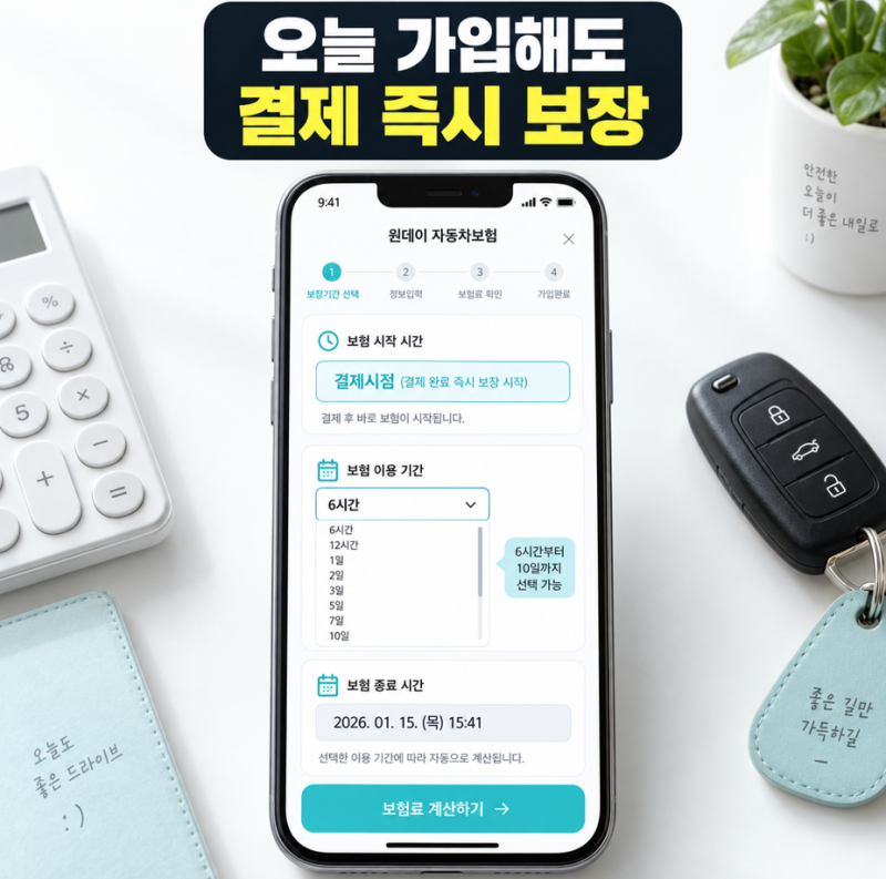 하나 원데이 자동차보험 가입방법 당일 보장과 이용조건