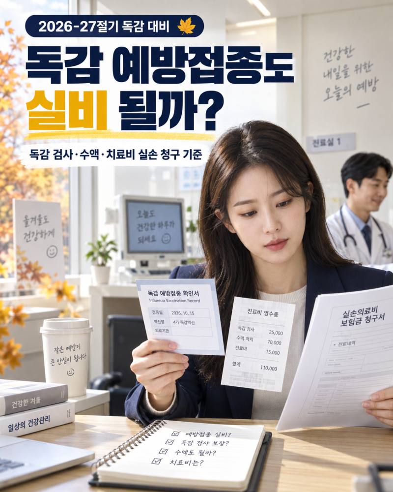 독감 예방접종도 실비 될까? 독감 검사·수액·치료비까지 실손보험 청구 기준 정리