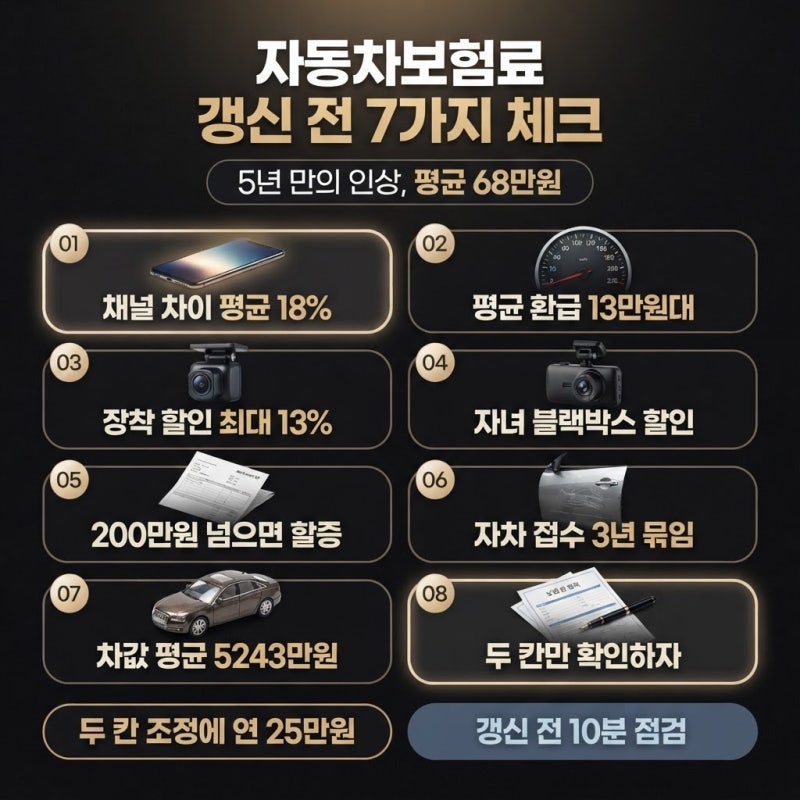 "자동차보험료가 왜 이렇게 올랐나" 갱신 전에 볼 7가지 체크리스트