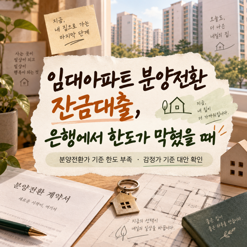 임대아파트 분양전환 잔금대출, 은행에서 한도가 막혔을 때