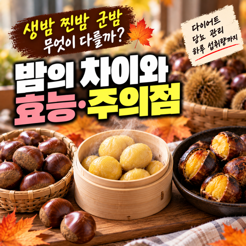 생밤 vs 찐밤 vs 군밤 차이는? 밤 효능 및 칼로리, 하루 섭취량 총 정리