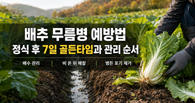 배추 무름병 예방법 정식 후 7일 골든타임과 관리 순서