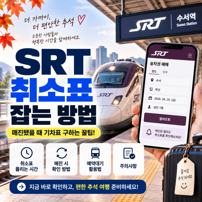 SRT 취소표 풀리는 시간｜매진됐을 때 기차표 잡는 방법