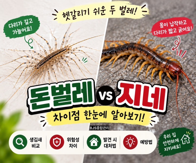 6편] 돈벌레와 지네의 차이점! 생김새부터 위험성까지 한눈에 알아보기
