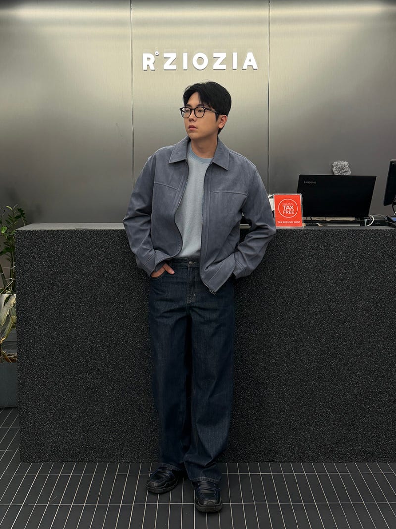 지오지아 주우재 남성 가죽 스웨이드 자켓 여행 가을코디 추천해요