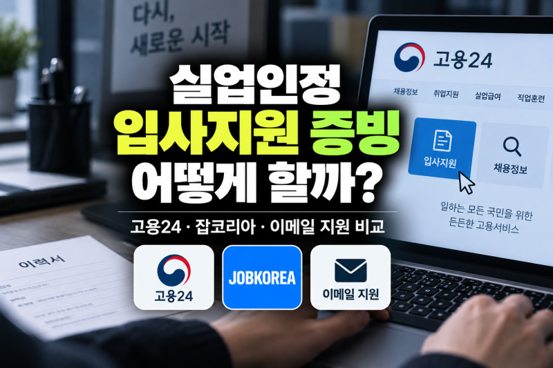 실업인정 입사지원 증빙 어떻게 할까? 고용24·잡코리아·이메일 지원 비교