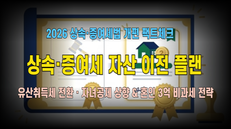 상속·증여세 개편 완벽 분석: 유산취득세 전환·자녀공제 상향 쟁점 & 혼인·출산 3억 공제 결....