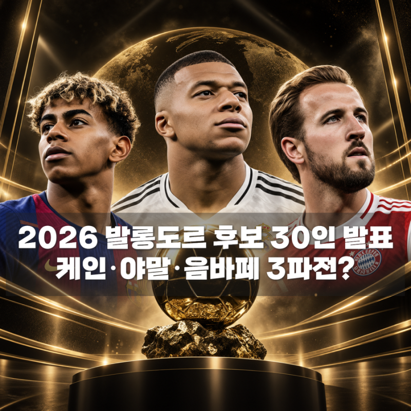 2026 발롱도르 후보 30인 발표, 해리 케인·라민 야말·음바페 누가 유리할까