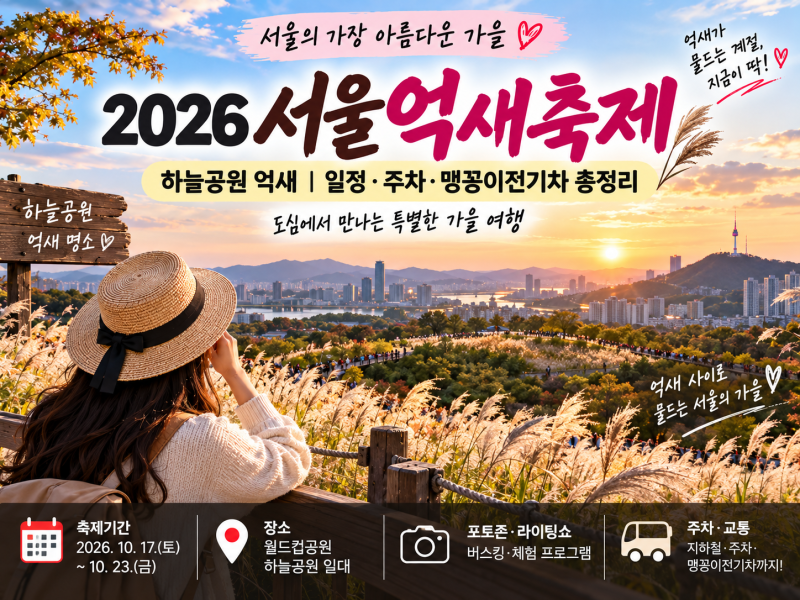 2026 서울억새축제 일정｜하늘공원 억새 개화시기·주차·맹꽁이전기차 총정리