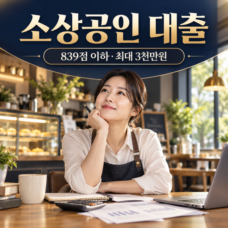소상공인 대출 2026, 신용점수 839점 이하도 최대 3천만원 가능할까?
