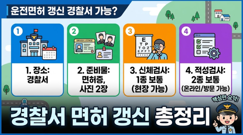 운전면허 갱신 경찰서에서도 가능? 준비물·신체검사·적성검사·장소 총정리