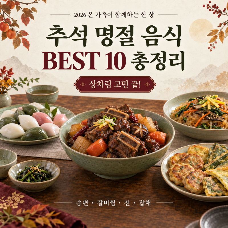 추석 명절 음식 종류 BEST 10, 온 가족이 좋아하는 메뉴 4인 가족 상차림과 장보기 양 송편·갈....