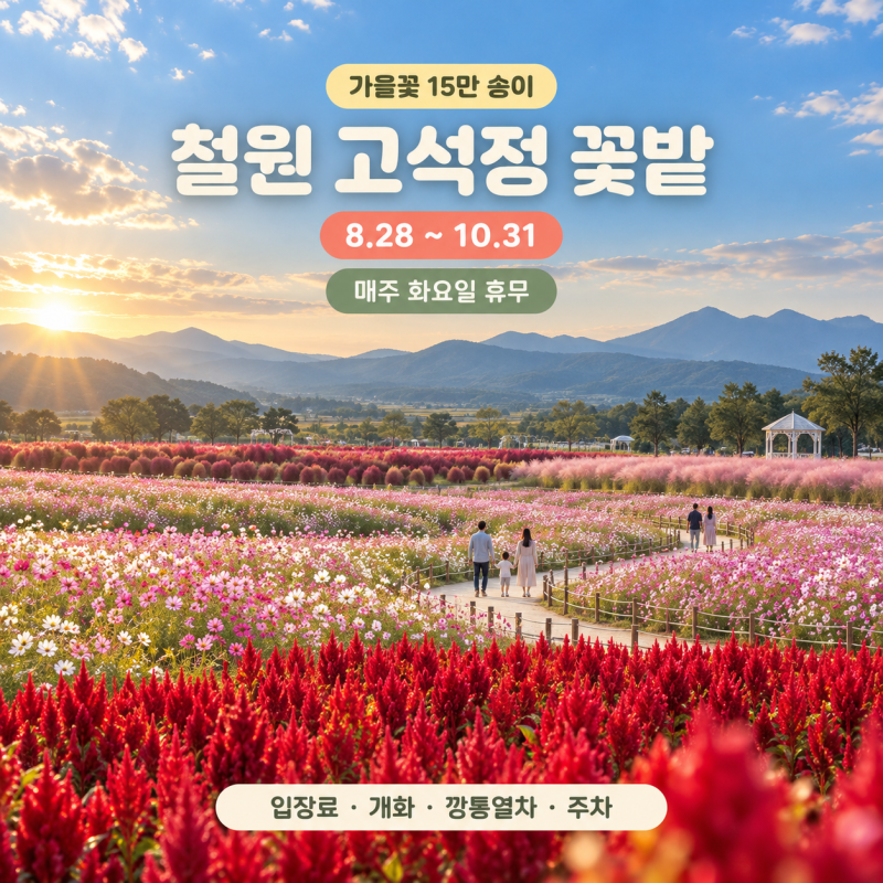 철원 고석정 꽃밭 입장료 1만원인데 5천원 돌려준다? 기간·개화·주차 총정리