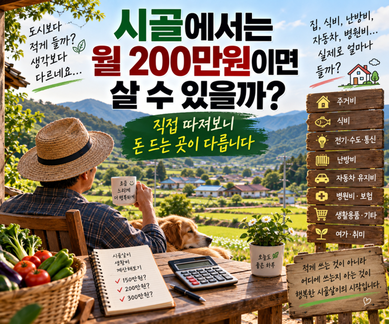 시골에서는 월 200만원이면 살 수 있을까? 직접 따져보니 돈 드는 곳이 다릅니다