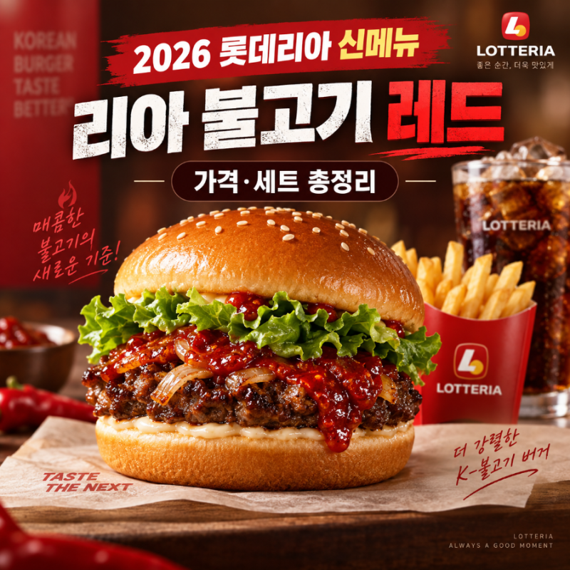 2026 롯데리아 신메뉴 리아 불고기 레드 먹어볼까? 가격·세트·더블 총정리