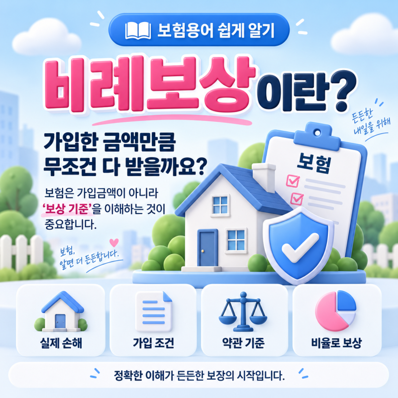 보험용어 쉽게 알기｜비례보상이란? 가입한 금액만큼 무조건 다 받을까요?