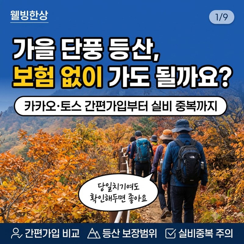 커피 한 잔 값 2천 원으로 든든하게! 가을 단풍 국내 여행자보험 카카오·토스 1분 가입법