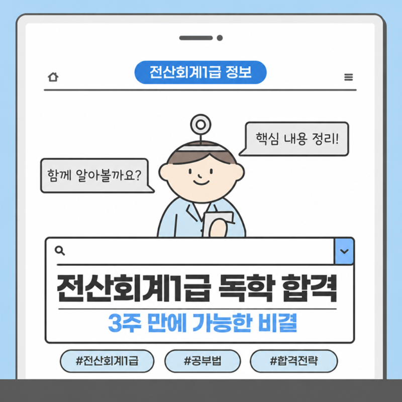 전산회계1급 시험 독학으로 3주 만에 합격한 후기