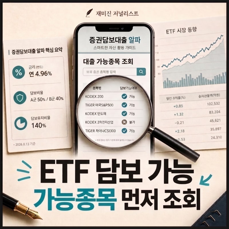 "ETF 팔지 않고 현금이 필요할 때" 보는 증권담보대출 알파