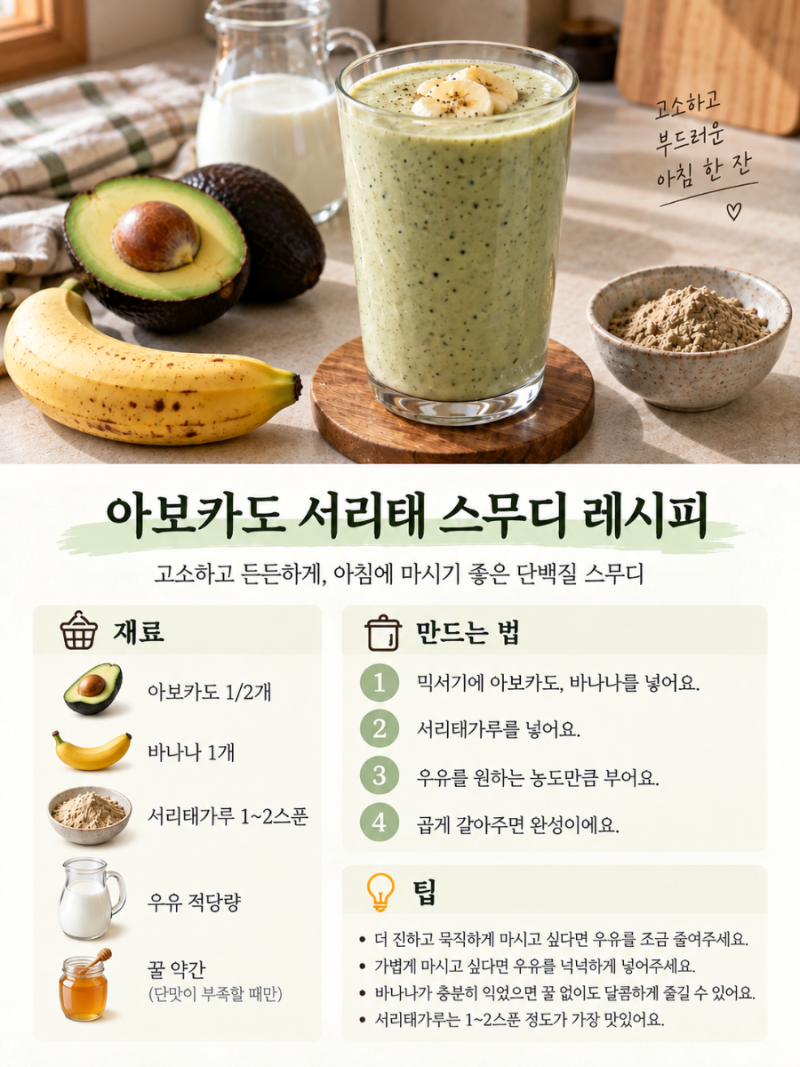 단백질 보충에 좋은 서리태 검은콩 가루｜아보카도 바나나 스무디 레시피