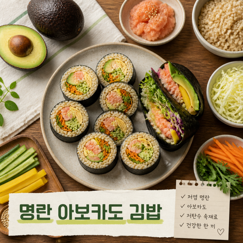 명란 아보카도 다이어트 김밥 만들기 건강한 한 끼 식단 준비