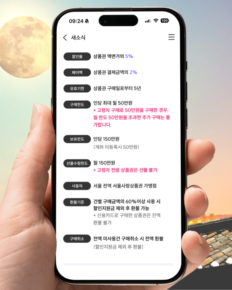 9월 추석 서울사랑상품권 7% 할인 언제부터? 발행 일정· 서울페이+ 사용처· 사용법