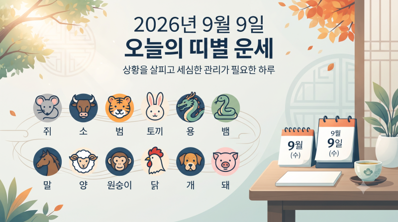 2026년 9월 9일 오늘의 띠별 운세