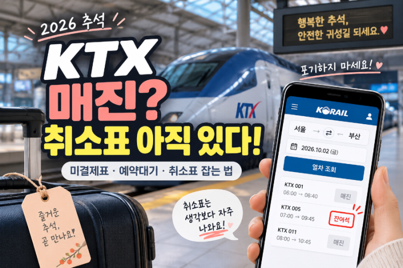 2026 추석 KTX 취소표 언제 풀릴까? 예약대기·미결제표 잡는 법