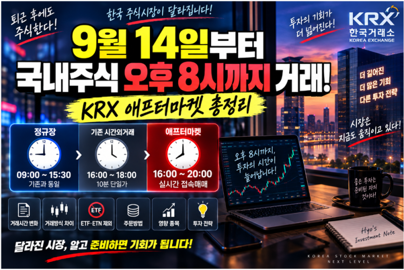 9월 14일부터 국내주식 오후 8시까지 거래! KRX 애프터마켓 총정리