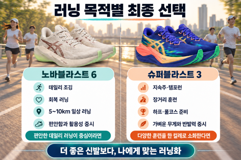 아식스 노바블라스트 6 vs 슈퍼블라스트 3｜나에게 맞는 데일리 러닝화는?