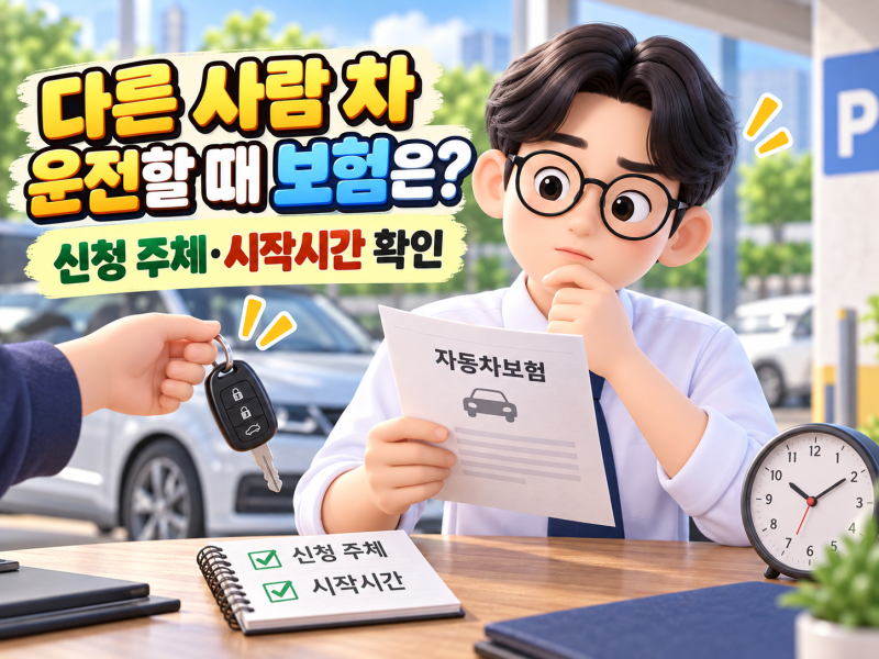 다른 사람 차 운전할 때 보험은?｜단기운전자 확대특약·원데이보험·시작시간