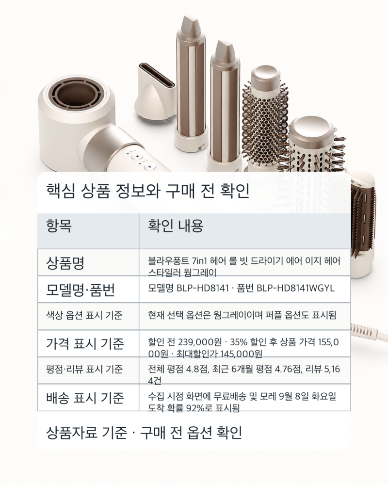 블라우풍트 에어랩, 머리를 말린 뒤 브러시를 바꿔 끝머리까지 손질하기