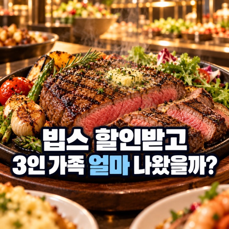 빕스 할인받고 실제 결제해보니, 3인 가족 얼마 나왔을까