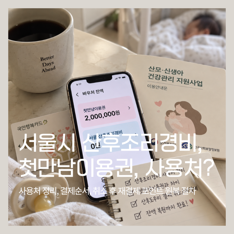 서울 산후조리경비 100만원 사용처, 첫만남이용권 산후도우미 재결제 후기