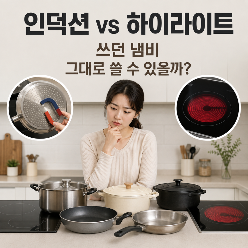 인덕션 하이라이트 차이, 쓰던 냄비를 계속 쓸 수 있는지부터 보세요