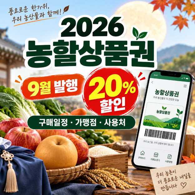2026 농할상품권 9월 발행, 20% 할인 구매일정·가맹점·사용처 정리