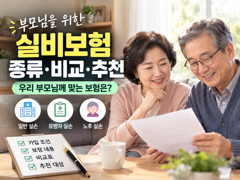 부모님 실비보험 가입조건 및 3대 종류 비교!