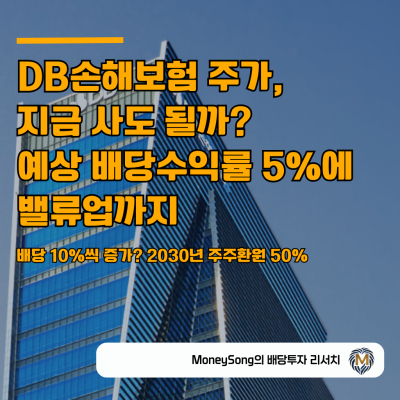 국내 배당주 DB손해보험 주가, 지금 사도 될까? 예상 배당수익률 5%에 밸류업까지