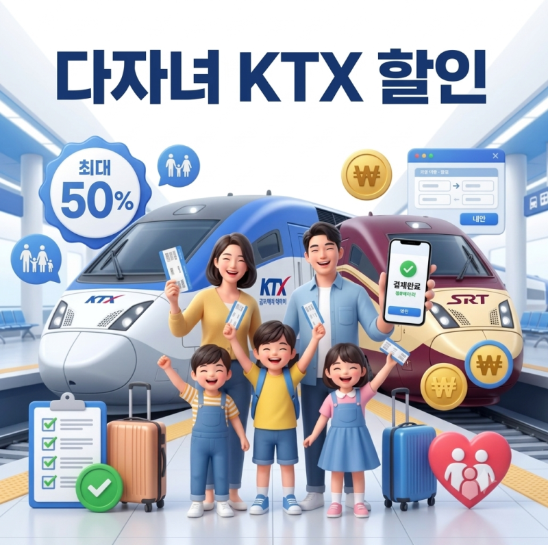 자녀 2명이면 KTX 할인받는다? 2자녀 30%·3자녀 50% 다자녀 혜택 총정리