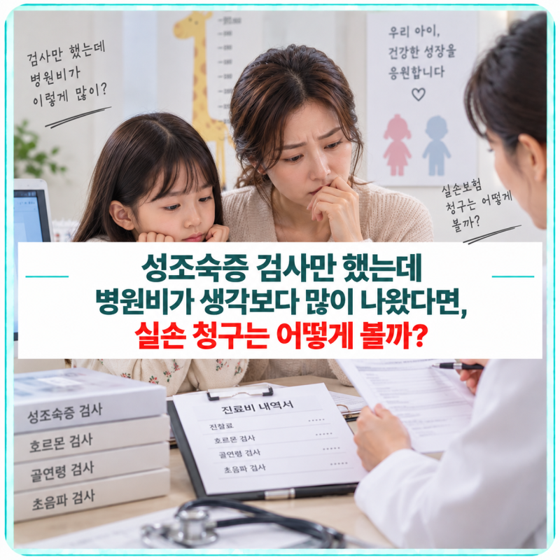 성조숙증 검사만 했는데 병원비가 생각보다 많이 나왔다면, 실손 청구는 어떻게 볼까?
