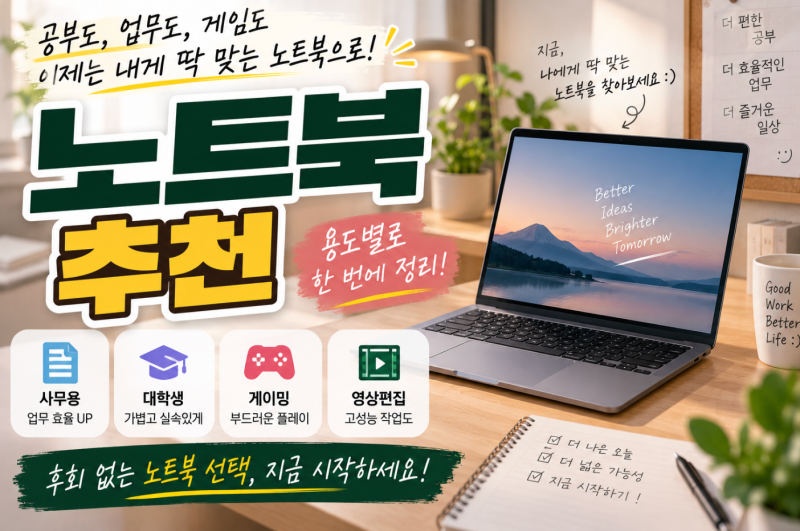 노트북 추천, 사무용부터 대학생·게이밍까지 용도별 고르는 법