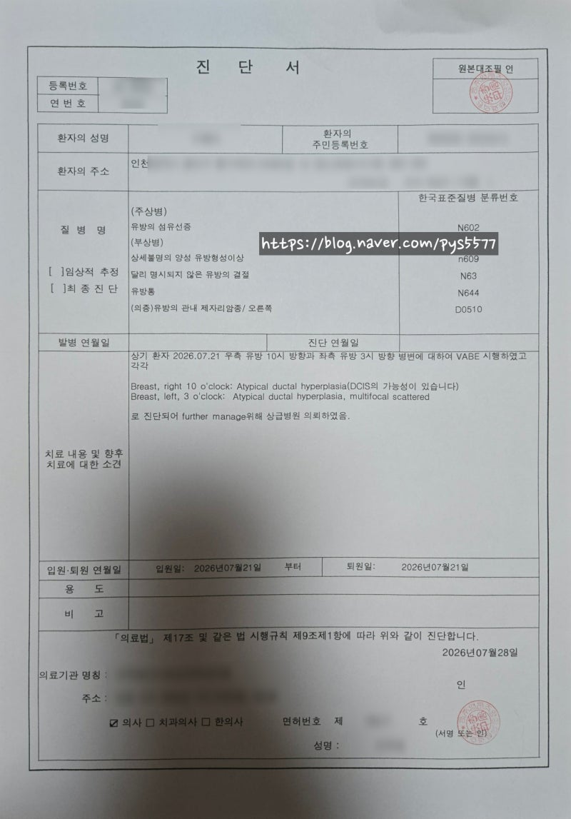 얼떨결에 된 유방암 환자 이야기 #3.맘모톰 수술 DB손해보험 실비 청구 방법, 서류
