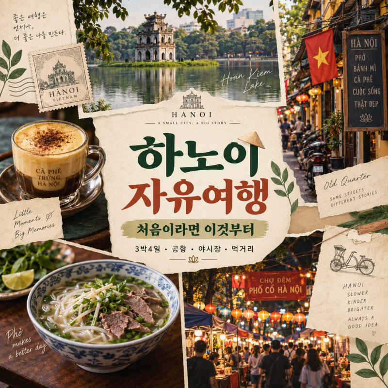 하노이 여행 처음이라면? 자유여행 3박4일 코스 공항 야시장 먹거리 기념품 쇼핑
