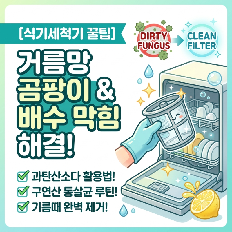 [식기세척기 꿀팁] 거름망 곰팡이·배수 막힘 긴급 해결부터 기름때 완벽 제거 청소 루틴 총....