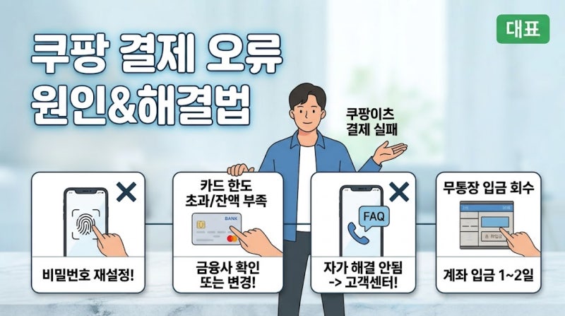 쿠팡 결제 오류 해결법 총정리 (쿠팡이츠 결제 실패·FAQ·고객센터 연결 방법)