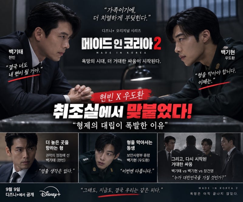 ‘메이드 인 코리아2’ 현빈X우도환, 취조실에서 맞붙었다…형제의 대립이 폭발한 이유