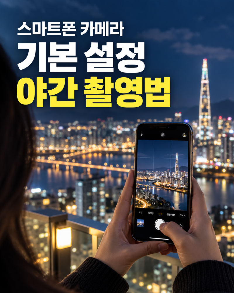 스마트폰 카메라 기본 설정과 야간 사진 촬영 방법